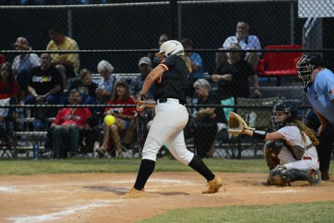 Sophomore designated hitter Ava Carey (pictured) and junior first baseman Kinsley Duncan both pick up hits in the top of the fourth inning to help score the lone two runs Sept. 10.