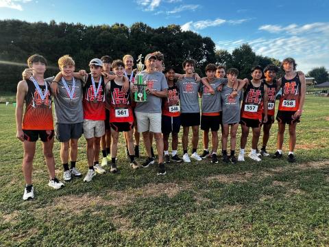 Pictured is the Hart County High School boys cross country team as they placed first overall in the 2024 Bill Woods Pridelands High School Invitational at Franklin County on Sept. 5.