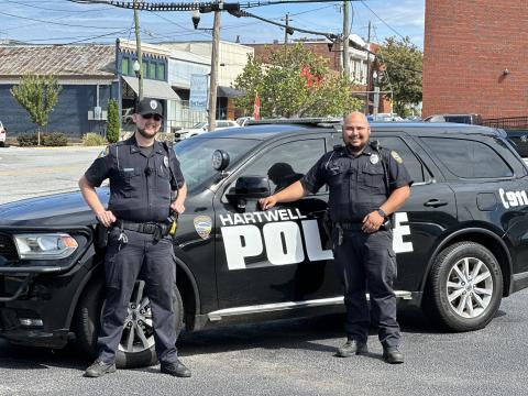 Hartwell Police Officers Trevor Purser (left) and Miguel Ocon.