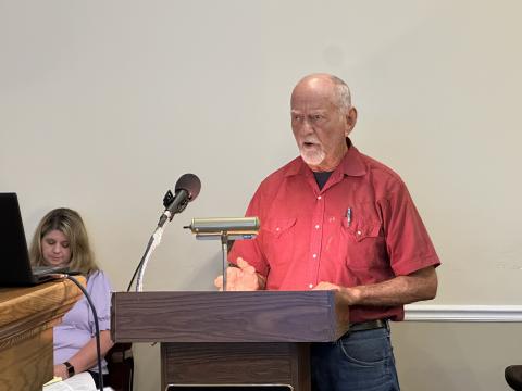 Alton Craft speaking before the BOC about the intersection of Liberty Hill Rd. and Liberty Church Rd. on Sept. 24.