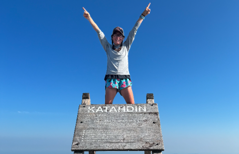 Hartwell native Julie George seen above at the northern terminus of the  Appalachian Trail. George completed her hike in 161 days.