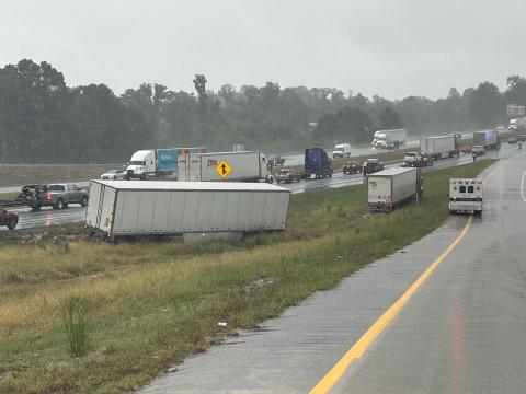 Traffic was backed up for miles on I-85 in Hart County Sept. 26 following two separate wrecks minutes apart that involved two semi trucks. 