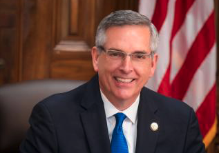 Georgia Secretary of State Brad Raffensperger announces tracking notifications for absentee ballots. 