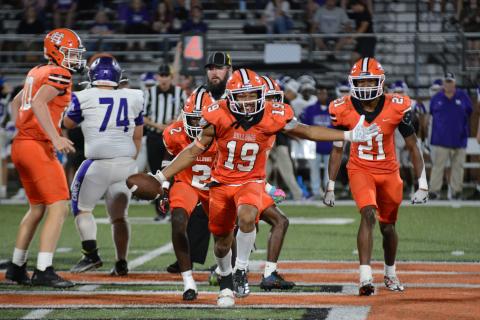 Bulldogs junior outside linebacker Elijah Garnett seals the game with an interception in the 28-21 win over Monroe Area Sept. 20.