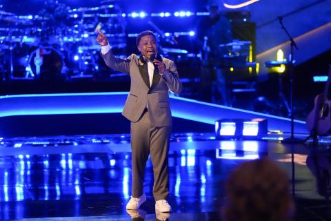 Elberton’s Jukeeem Fortson will continue to the next round of NBC’s The Voice. Photo by Tyler Golden/NBC