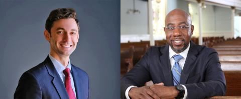 Georgia’s U.S. Senators Jon Ossoff (left) and Reverend Raphael Warnock secured over $60 million for railroad safety. 