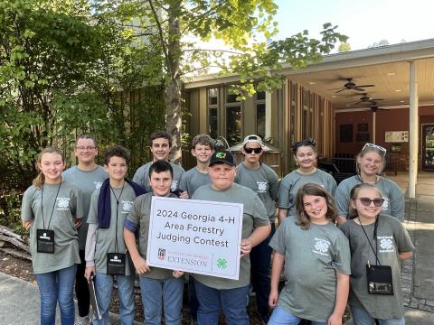 The Hart County 4-H team competed well at Forestry Field Day in Athens. Pictured above ront row (from left to right):  Millie Colson, Brantley Little, Luke Harrell, Easton Saylors, Evie Johnson, and Paisley Warren. Back row (from left to right):  Grace Wilson, Lukas Smith, Lincoln Daniel, Phoebe Cain York, Ashleigh Jones, and Paige Wilson.