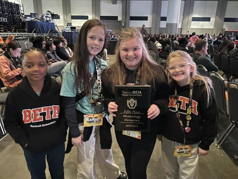 Hartwell Elementary’s Musicology team consisting of (from left to right): Christopher Fields, 4th Grade, Brooklyn Dennis, 5th Grade, Harper Hershberger, 5th Grade, Emmie Hershberger, 4th Grade took home fifth place at the National Beta state convention. 