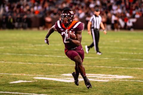 Virginia Tech running back Malachi Thomas announced that he is entering the transfer portal on Dec. 10. Photo by Virginia Tech Athletics.