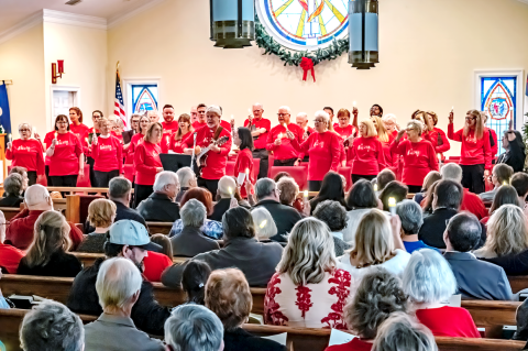 A scene from the 2023 Christmas concert from the Hart Area Community Chorus. The concert was played to a standing room only sanctuary. 