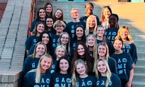 First row from left is Makenna Seawright, Morgan Freeman, Emily Bowers, and Briana Blewitt. Second row from left is Kashae Rucker, Samantha Wilson, Lake Carter, and Lyra Osborne. Third row from left is Landry Wheless, Katelyn Bryant, Olivia Bledsoe, and Kaylee Nelson. Fourth row from left is Natalee Davis, Ayden Mercer, Scarlett Lewis, Ashlyn Adams, and coach Mollie Payne. Fifth row from left is Baylee Graham, Morgan Simmons, and Khalis Blackwell. Sixth row from left is Bree Dickerson, Sierra Fleeman, Hudso