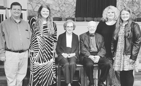 Pictured in April 2017 at Maranatha Baptist Church in Plains with the now late former First Lady Rosalynn Carter and the late former President Jimmy Carter are (L-R) Shane Scoggins, Rose Scoggins, Angela Scoggins and Marlie Scoggins. 