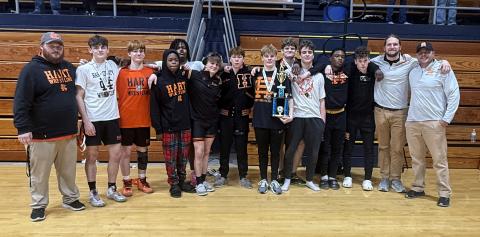 Pictured is the Hart County High School Mat Dogs as they placed third out of the 13 teams that competed at the Inferno Invitational at Elbert County High School on Jan. 25.