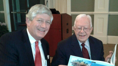 In 2012 photographer and friend Wayne Morgan wanted to produce a children’s book to encourage better stewardship of Georgia’s rivers, especially the Little Satilla near his home in Brantley County. I volunteered to write the story in the voice of his grandson Kase. Knowing that Jimmy Carter, as a boy, loved fishing in the Little Satilla with his father, I asked the 39th president to endorse our book. Here is what’s on the back cover of Kase for the Environment (left): “The Satilla Rivers were one of my favo