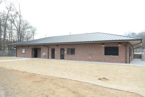 The new multipurpose athletic facility at Veterans Stadium (above) features a coaches office that faces the track/field, storage/equipment room for the track and middle school football team, a fully functioning concession stand, a hydration station and two locker rooms with bathrooms, a hydration station, lockers and benches in each room. Both locker rooms can hold up to 160 athletes. 