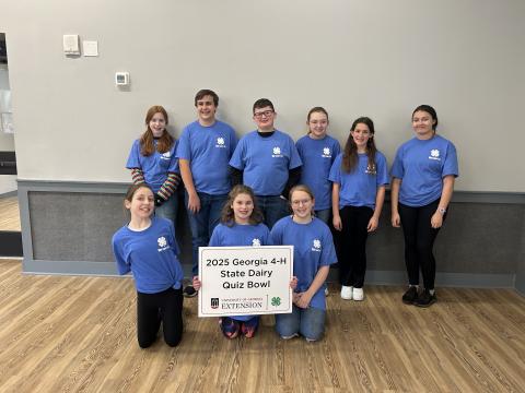 Pictured during the state Dairy Quiz Bowl competition at Rock Eagle are (front row, L-R) Lynlee Pilgrim, Evie Johnson and Calleigh Coggins; and (back row, L-R) Gracie Ricks, Lukas Smith, Rhett Wallace, Millie Colson, Marisa Berelc and Ashleigh Jones. 