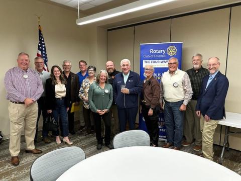 Rotary Club of Hartwell members who attended the installation of the new members of the Rotary Club of Lavonia Feb. 6 at St. Mary’s Sacred Heart Hospital in Lavonia include (L-R) Mike Everett, Rich Mewborn, Melissa NeSmith, Theo Derleth, Jeff Loggins, Nancy Butler, Debbie Kulcsar, Jason Ford, Mike Alexander, Wyndee McKinnon, Frank Slovenic, Billy Kidd and Brian Metzger. The Lavonia club will be considered a satellite club of the Hartwell club until it reaches 20 members and can apply for its own charter. 