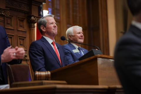 A tort reform bill Republican Gov. Brian Kemp made his top priority for this year’s legislative session gained final passage in the General Assembly March 21. (Photo from Gov. Brian Kemp’s State of the State address earlier this year via Gov. Kemp’s office)