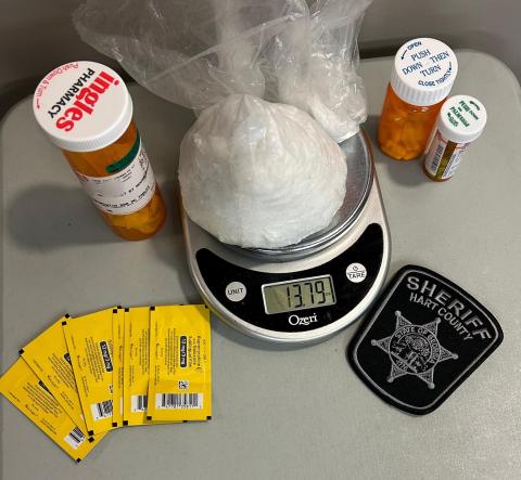 A drug bust by the Hart County Sheriff’s Office on Goldmine Holly Springs Road led to the arrest of a Royston man April 25. (Photo by the Hart County Sheriff's Office)