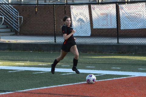 Forward Autumn Ayers had a brace in the 10-0 mercy-rule win over the Lady Bulldogs of Thomson on April 18. (Photo/Benjamin London)