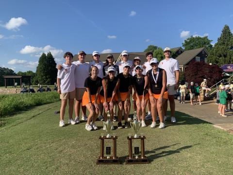 The Hart County High School boys and girls golf teams captured the Area 4 - AA Championship at Cateechee on April 29 and will advance to state in Columbus on May 19-20. (Photo/Benjamin London)