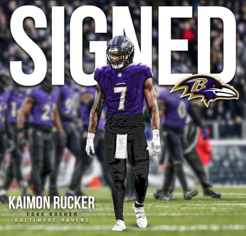 Kaimon Rucker signs with the Baltimore Ravens on May 13. (Submitted by Jordan Lay)