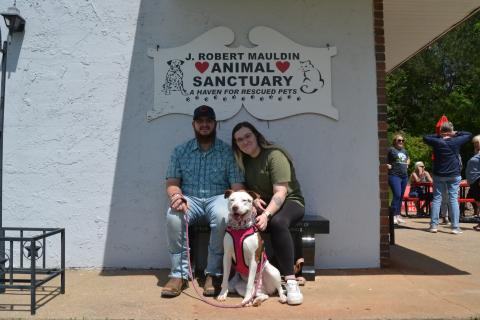 TeeChee, a beloved rescue at the Hart County Humane Society, finally found her “fur-ever” home with new owners Levi and Kaitlin Owens May 4. The humane society threw TeeChee and her new owners an “Adoption Paw-ty” to celebrate. (Photo/Adriana Cascio)