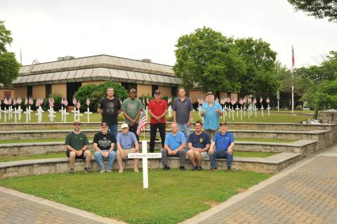Members of American Legion Post 109 and Sons of the American Legion spent the morning of May 17 putting out crosses on the courthouse lawn to honor Hart County’s service men and women who made the ultimate sacrifice. The group will hold its annual Memorial Day ceremony Monday, May 26 at 11 a.m. in the courtroom inside the Hart County Courthouse. (Photo/Gus Cawley)