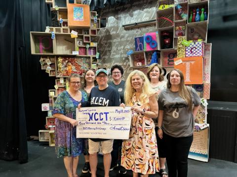 Members of the Hartwell Service League presented the Hart County Community Theatre with a $3,000 check to go towards its grant match for the Fox Gives Grant. (Submitted by Diane Tolbert)