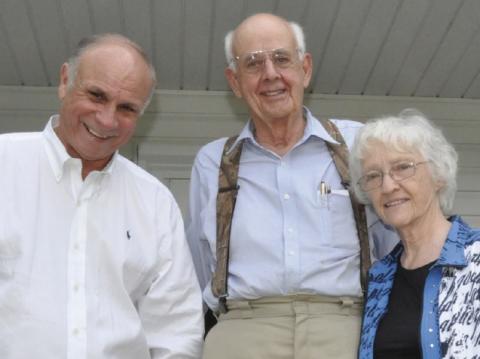 In 2016 the Rev. Dr. Felix Haynes, left, arranged for us to visit with Wendell and Tanya Berry (and their dog, Maggie) in their Port Royal, Kentucky, home. Wendell Berry is a famed author and advocate for responsible environmental stewardship. He became a valuable adviser in the battle to keep Wayne County from possibly becoming America’s largest toxic-coal-ash dump. (Photo submitted by NeSmith)