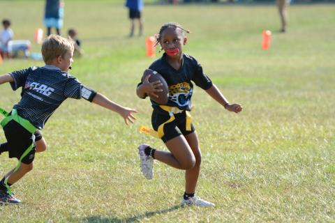 Close to 200 players have competed in season two of NFL Flag Football at the Bell Family YMCA in Hartwell. Teams that are participating this year are the Raiders, Jaguars, Lions, Cowboys, Panthers, Broncos, Falcons, Rams, Ravens, Chiefs and Bills. (Photo/Benjamin London)