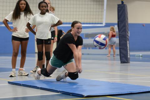 The Bell Family YMCA hosted its second sport of its summer camp series with volleyball camp as sports director Kerv Augustin and current high school players helped coach the camp July 7-8 and 10-11. (Photo/Benjamin London)