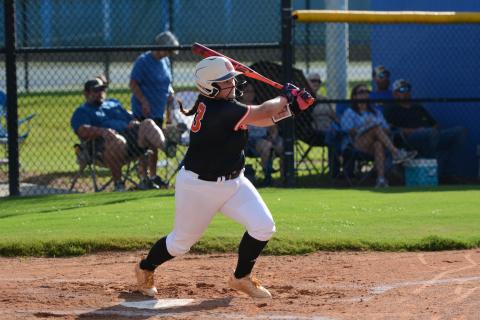 Freshman infielder Marlee Bowers went 2-4 with two runs and a run batted in to elevate the Lady Dogs past the Lady Tigers of Washington-Wilkes, 5-3, Aug. 14. (Photo by Benjamin London)