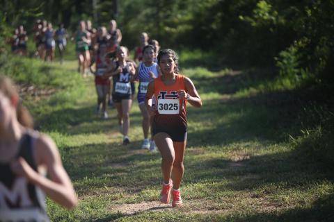 Pictured is senior Mareli Fajardo Bacilio as she placed 10th and 12th in the last two meets. (Photo by Bo Underwood)