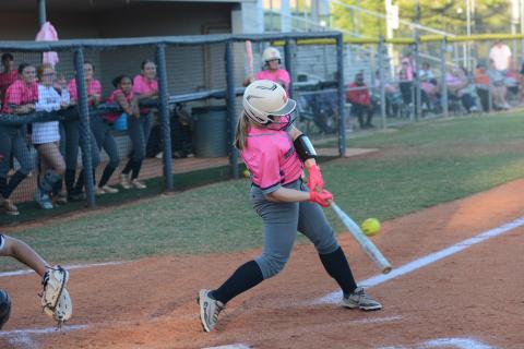 Junior outfielder Peyton McCollum goes 2-4 at the plate while driving in two runs and drawing a walk in the 11-0 win over East Jackson Oct. 2. (Photo by Benjamin London)