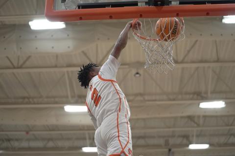 Senior guard Zaylen Shealer slams it home in the 66-48 win over the Indians of Stephens County Jan. 23.  Photo by Gavin Thomason.