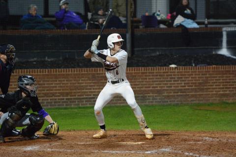 Junior shortstop Crew Franklin went 3-4 with two runs and a run batted in during the 10-0 run ruled win over the Indians of Lumpkin County Feb. 27. Photo by Benjamin London.