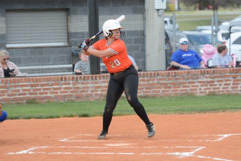 Chesnee Strickland waits for the pitch at a game earlier in the season. Photo by Benjamin London.