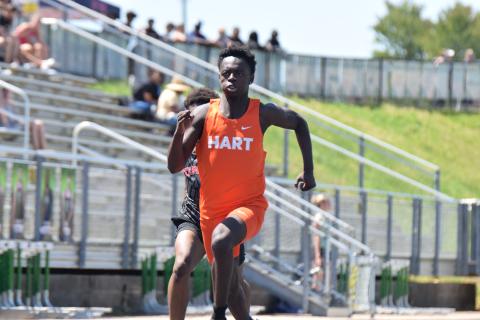 Junior Jaylen Thomas placed 14th in the 100-meter dash, eighth in the 200-meter dash and 13th in the 400-meter dash at Franklin County April 11. (Photo by Shane Scoggins)