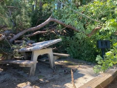 Storm damage at Elrod Ferry Recreation Area. Photo courtesy of U.S. Army Corps of Engineers.