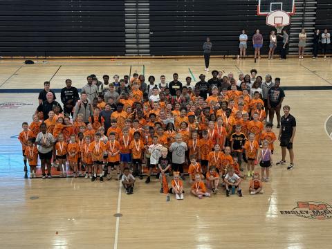 Pictured is the nearly 150 campers who attended the annual Hart County Basketball Camp June 1-3 at Hart County High School. Photo by Benjamin London. 