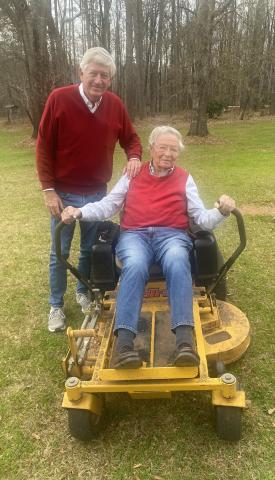 When my friend Jim Minter gave up his truck keys, he found another mode of transportation. Climbing on his zero-turn lawn mower, he tooled around his Fayette County farm. Weather permitting, one of his daily routines was to ride his mower down the quarter-mile driveway to the mailbox on McBride Road. His usual sidekick was his loyal Labrador, Sam. On one of my visits last year, I found Jim just getting back from the mail run. Photo submitted by Dink NeSmith.