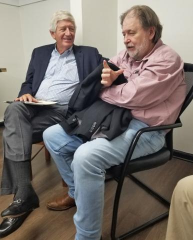 On June 7, I had the chance to chat with my friend Rick Bragg, backstage of the Wadsworth Auditorium in Newnan. The Pulitzer Prize-winning author and columnist was the keynote speaker of the annual Southern LitFest. I had the honor of introducing him. Photo by Jackie Kennedy. 