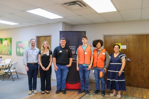 Pictured during the reception are (L-R) Jeffrey Burke, Look Ahead Georgia program coordinator; Aeva Looney, an intern with the Hartwell Downtown Development Authority; Bryce Adams, an intern with Hart EMC; Ethan Yntema, an intern with Nestle Purina; Tahj Courage, an intern with Nestle Purina and Rosanna Cruz-Bibb, Hart County Archway Professional. Photo submitted by Rosanna Cruz-Bibb.