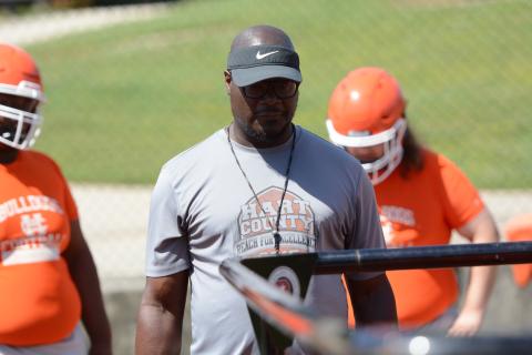 Pictured is outside linebackers coach David Longworth. Photo by Benjamin London.