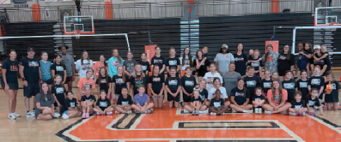Close to 30 campers grew in the game of volleyball with the help of current and former Hart County players and coaches at the annual Youth Volleyball Camp July 9-10. Photo submitted by Hart County Volleyball. 