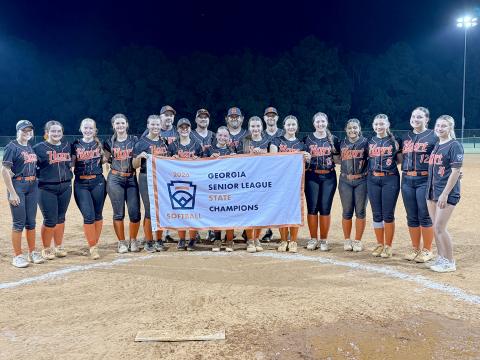 The Hart County Senior League softball team cruised their way to a 17-0 win along game one and a 15-0 win in game two to capture the team’s fourth straight state championship. The team is preparing to compete in the Southeast Regional in Clarksville, Tennessee, July 24-27 with the chance to repeat as the Southeast Regional Champions and advance to the Senior League Softball World Series in Delaware, Aug. 3-9. Photo courtesy of the Hart County Senior League Softball team. 