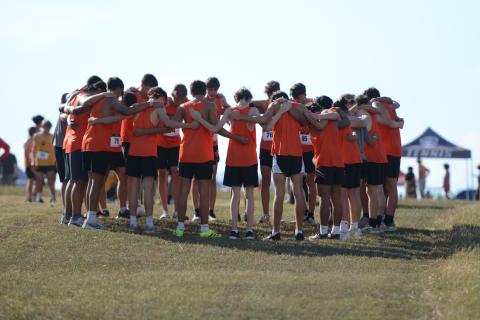 Pictured is the Hart County High School boys cross country team, with the Coach Marett Invitational trophy after placing first in the event Sept. 10 in Hartwell. Photo by Benjamin London.