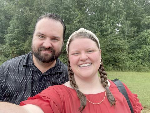 On a trek back to the car in the pouring rain, I requested to stop and get this selfie to commemorate our rain soaked morning at the Raider meet at Stephens County High School. Photo by Rose Scoggins. 