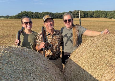 When the Sept. 5 sun came up in Smithonia, Georgia, Gov. Brian Kemp and two of his daughters were ready for opening day of 2026 dove season. The governor and his family are avid outdoors advocates. Joining him on the hunt were daughters, Amy Porter (left) and Lucy (right). Photo submitted by Dink NeSmith. 